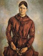 Paul Cezanne to wear red clothes Mrs Cezanne oil painting on canvas